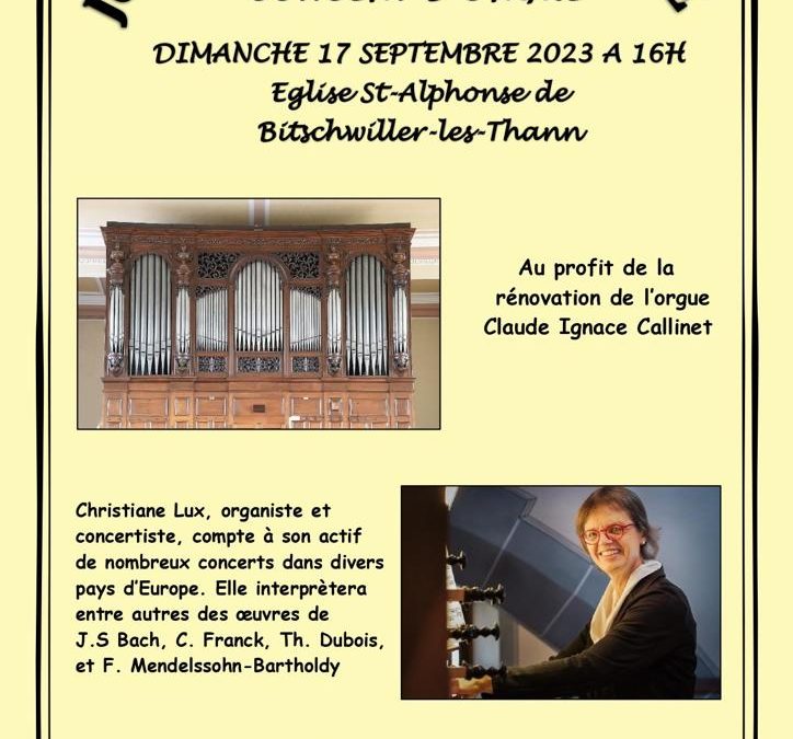 Concert d’orgue le dimanche 17 septembre